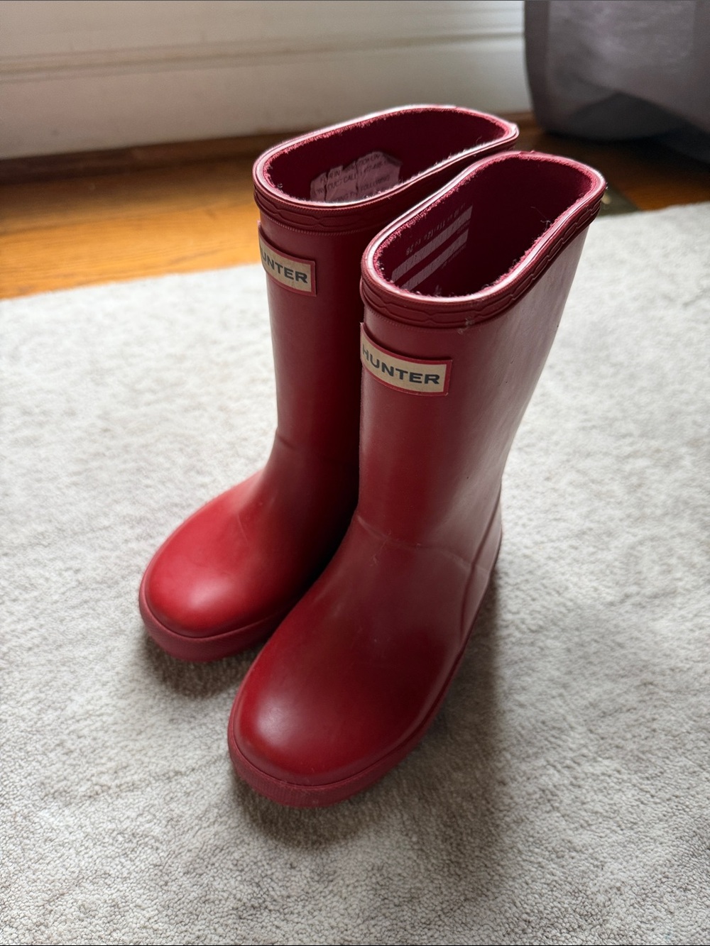 Hunter Red Kids Tall Rubber Rain Boots